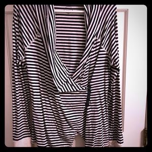 Navy blue and white striped top